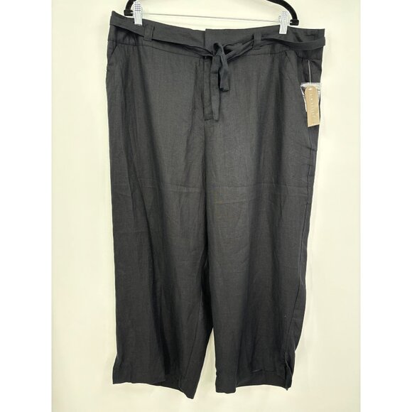 Kim Rogers Belted Lined Crop Pant Black 2X Plus NEW - Picture 1 of 5